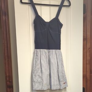 Hollister Dark Blue and Striped Dress with Pockets